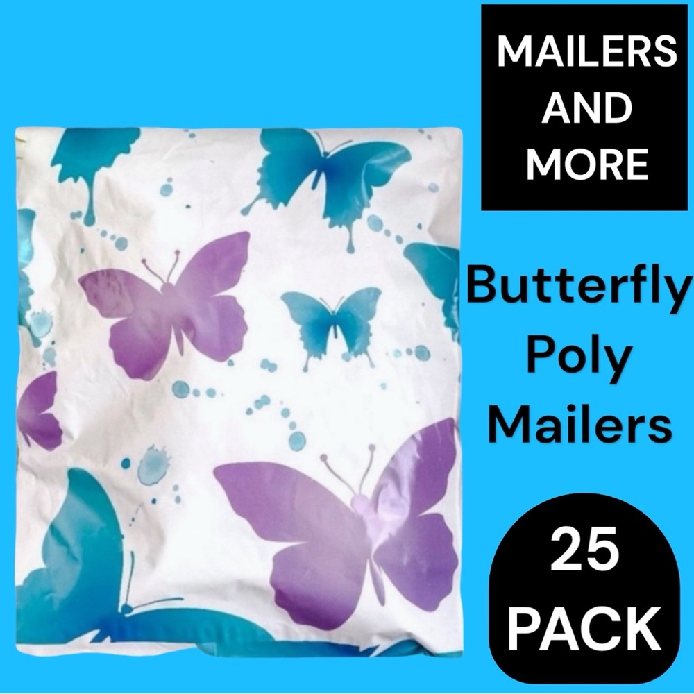 25 10X13 Poly Mailers Butterfly Flat Shipping Envelopes PRICE FIRM - Picture 5 of 10